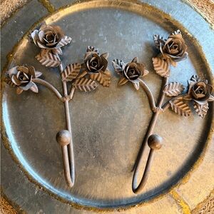Shabby chic floral taupe Rustic Brown Floral Wall Hooks love fancy roses